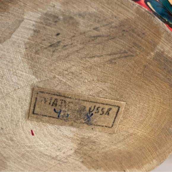 VTG Lot Russian USSR Wooden Folk Art Vase Canister Jar Lids Painted Marked READ - Picture 11 of 16